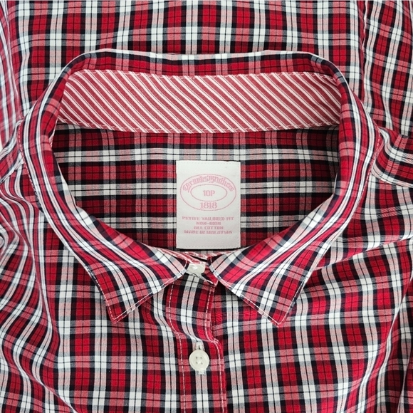 Brooks Brothers Red Plaid Fitted Non-Iron Cotton Button Shirt - Picture 5 of 16